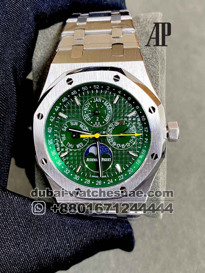 ROYAL OAK PERPETUAL CALENDAR LIMITED EDITION FOR UNIQUE TIMEPIECES Green Dial With Sub Dial With Stainless Steel Replica Watches in Saudi Arabia KSA